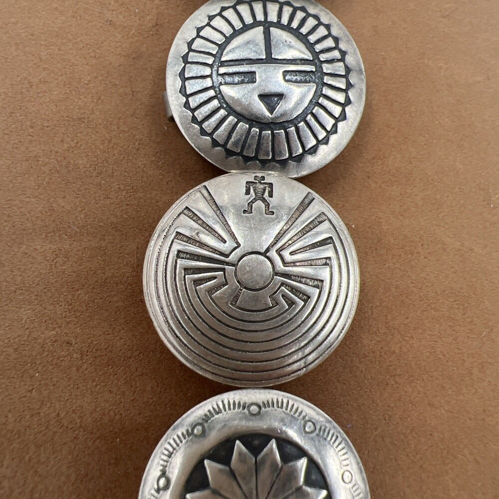 Set Of 5 Sterling Silver Button Covers Western Native American Snap On Vintage - Picture 4 of 9